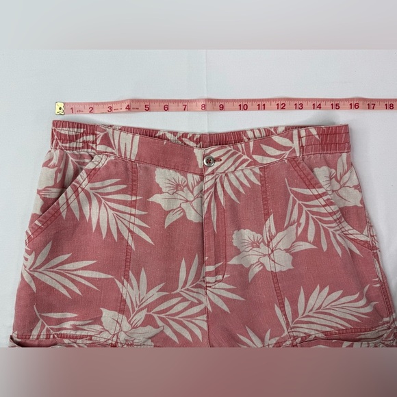 Chico's Vintage 2 Piece Set Jacket Pants Distress Linen Tropical Print Sz Large - Picture 12 of 13